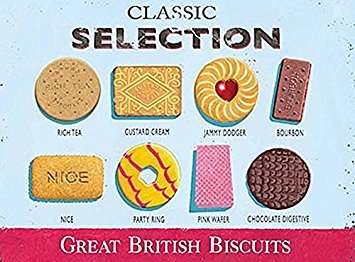 Classic Biscuit Selection by Martin Wiscombe Small Steel Sign 20cm x 15cm (Og)