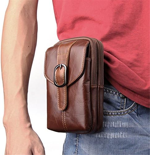 Men's Waist Pack,Jaminer Genuine Leather Waist Bag Fanny Pack Cellphone Phone Cases Pouch Holsters for Smartphone , 6.3"