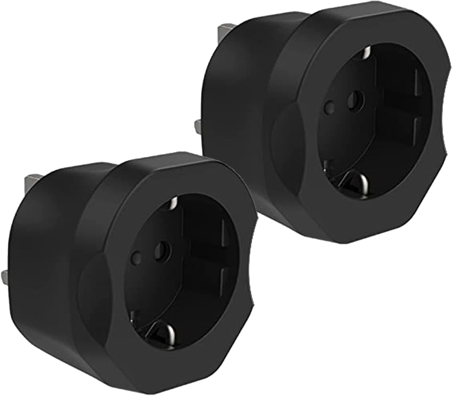 European to UK Plug Adaptor 2 Pack,VINTAR EU to UK Plug Adapter,2 Pin to 3 Pin Adapter Plug UK from France,Spain,Germany to UK,Black