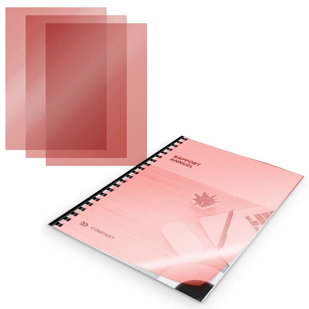 WAYTEX A78241R Transparent PVC Binding Covers A4 200 Micron Pack of 100 Transparent Red