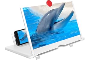 DCZONIHUP Phone Screen Magnifier, Screen Amplifier 3D HD Screen Projector with Foldable Stand, Phone Screen Magnifier for Watching Movies, Videos, Games and Reading, Compatible with All Phones (White)