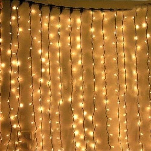 KK-LIGHT KKgud 3M x 3M 300 LED Indoor Outdoor LED Curtain Light for Party Christmas Hotel Festival Curtain Light with 8 Controllable Modes IP44 Rated- Warm White