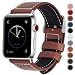 Fullmosa Compatible Watch Band 38mm 40mm 42mm 44mm Genuine Leather Watch Bands,42mm 44mm LichiBrown + Silver Buckle primary
