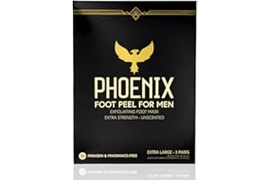 (3 pack) Phoenix Foot Peel for Men - Extra Large - Extra Strength - Exfoliating Dry Feet Treatment - Callus Remover - Unscent