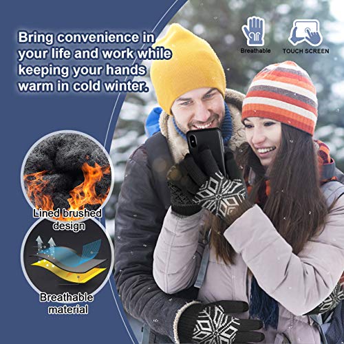 HOTER Winter Gloves Business Leisure Touch Screen Gloves For Men Women Soft Wool Lining Elastic Cuff Anti-Slip Rubber Design