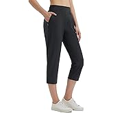 baleaf 20'' Women Capris with Pockets Stretch Golf Work Dress Cropped Pants Straight Leg High Waisted Pull On Summer