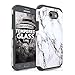 TJS Samsung Galaxy J3 Emerge/J3 Prime/Amp Prime 2/Express Prime 2/Sol 2/J3 Mission/J3 Luna Pro/J3 Eclipse Case, With [Tempered Glass Screen Protector] Marble Shockproof Phone Case Armor Cover (White)