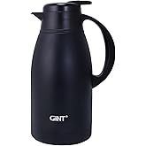 GiNT Stainless Steel Thermal Coffee Carafe, Double Walled Vacuum Water and Beverage Dispenser, 12 Hour Heat Retention, 65 OZ /1.9 Liter Black