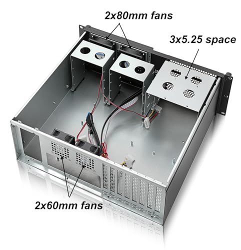 RackChoice 3U Server Chassis Rackmount Case with 3x5.25+4x3.5 Support ATX/MATX/MiniITX M/B and SFX Power Supply, dust Filter Bracket infront Easy maintenace
