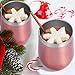 BBTO 2 Sets 12 oz Stainless Steel Stemless Wine Glass, Unbreakable Double Wall Insulate Cup Tumbler with Lids for Wine, Coffee, Including 2 Pieces Straws and 2 Pieces Brushes (Bright Rose Gold)