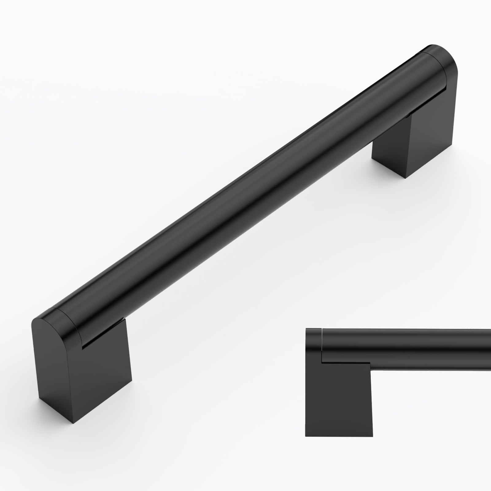 Amerdeco Pack of 10 Furniture Handles Stainless Steel Black Cabinet Handles Kitchen Handles 128 mm Hole Spacing Drawers Handles Zinc Alloy Drawer Handles Handles for Kitchen Cupboards Wardrobe UK0038 — image 1