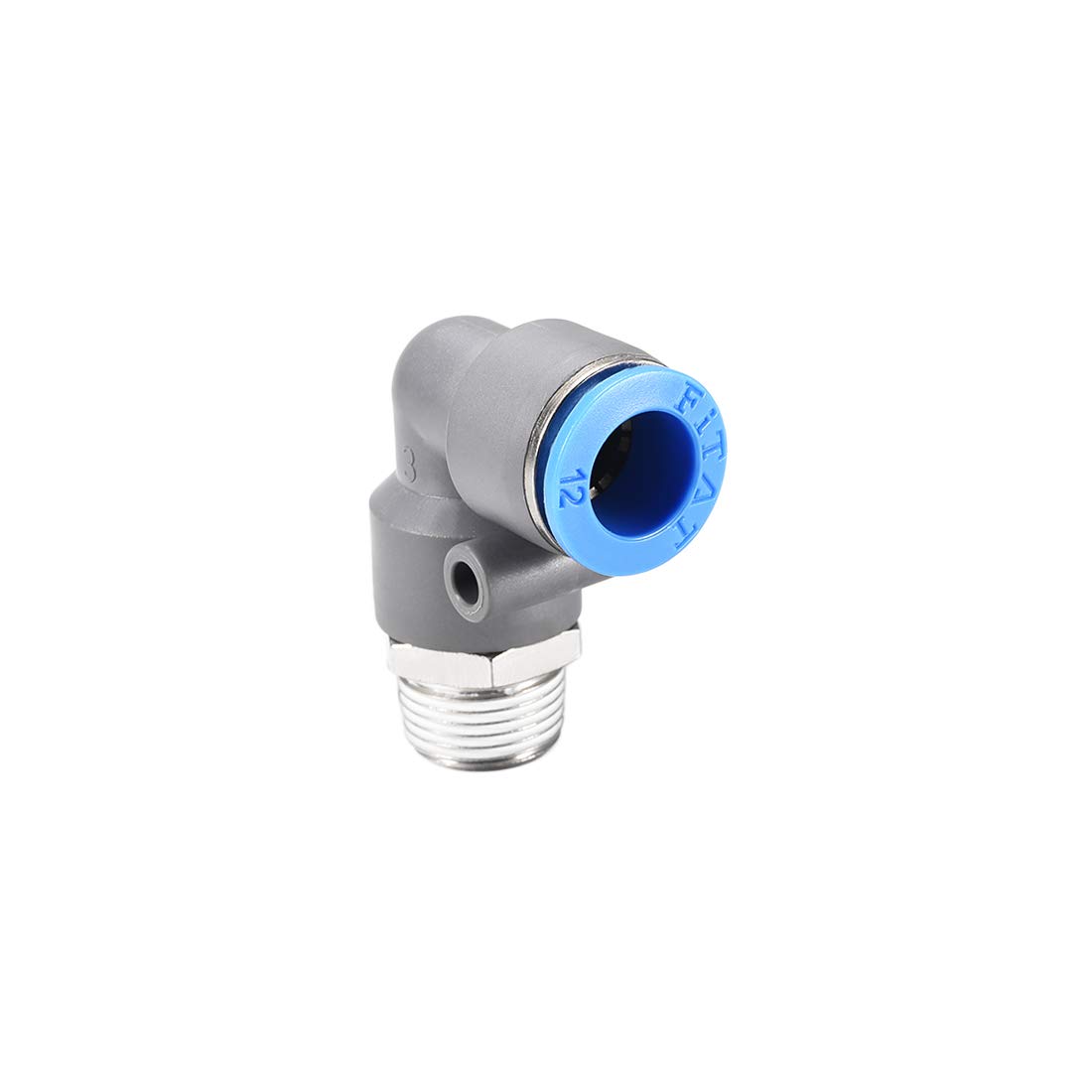 sourcing map Elbow Push to Connect Air Fittings 12mm Tube OD X 3/8PT Male Thread Pneumatic Quick Release Connectors Grey