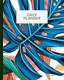 Daily Planner: To Do List Notebook, Classy Big Monstera Leaf Pattern Blue Green Planner and Schedule by Happy Notes