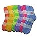 6 Pairs of Super Soft Non-Skid or No Non-Skid Fuzzy Slipper Socks