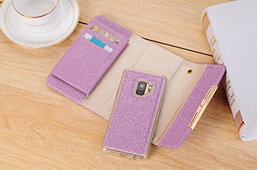 image for Samsung Galaxy S9 Case, DMaos Bling Glitter Women PU Leather Wallet Cr
