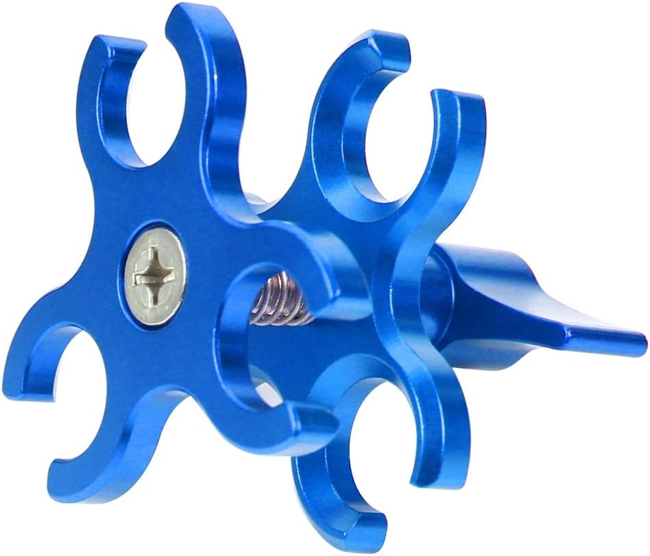 ZL-U High quality Triple Ball Clamp Open Hole Diving Camera Bracket CNC Aluminum Spring Flashlight Clamp for Diving Underwater Photography System (Black) (Color : Blue)