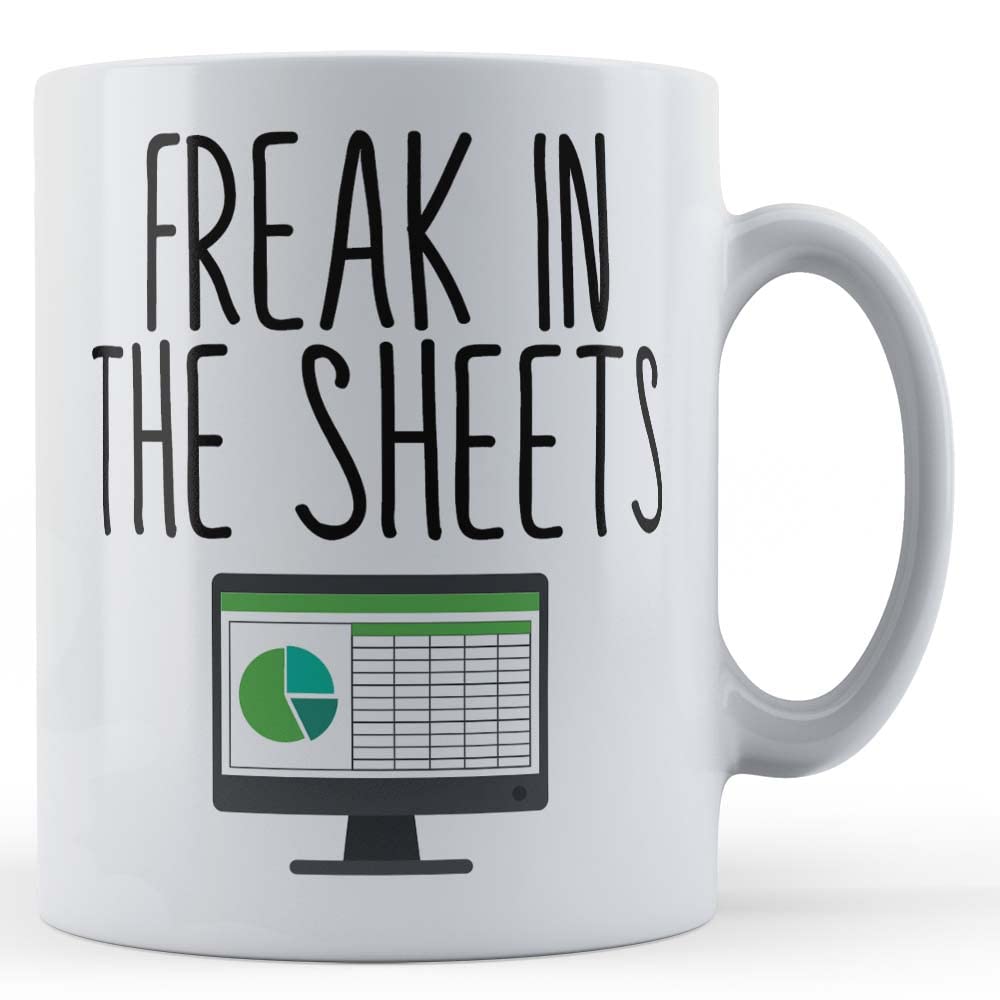 Father Fox - Work, Spreadsheet, Freak In The Sheets - Colleague Gift Mug, Ceramic, 11fl.oz.