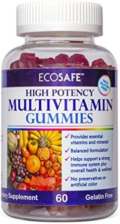 Ecosafe Gummy Multivitamin - Certified Kosher, Halal Compliant, Gelatin Free, Gluten and Soy Free - - 30 servings