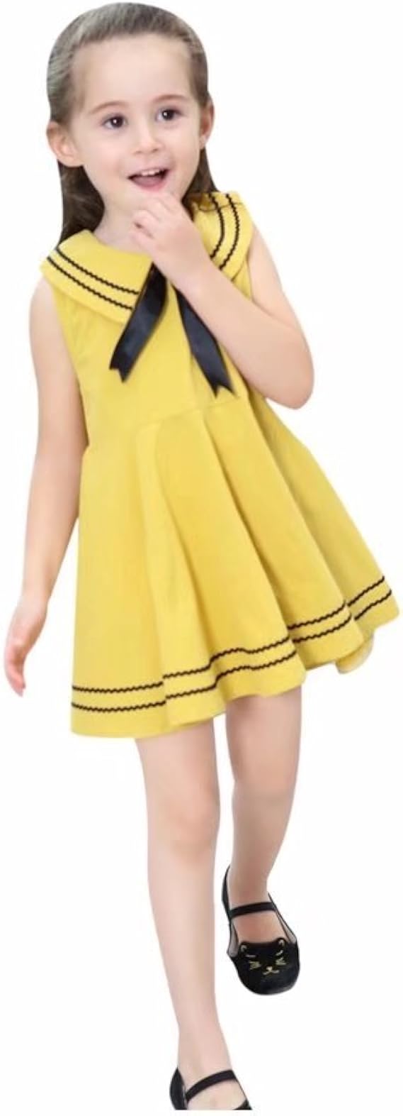 Amazon Amigoyo 子供服 女の子 ワンピース ノースリーブ 春夏 海軍風 膝丈 襟リボン付き カジュアル 入学式 ドレス キッズ ガールズ ワンピース チュニック 通販