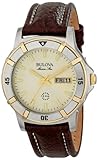 Bulova Men's 98C71 Marine Star Two-Tone Stainless Steel Watch with Brown Leather Band