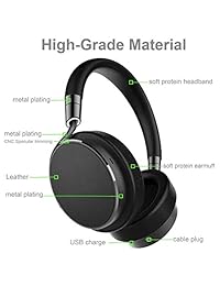elesound NC100 activo con cable auriculares con cancelación de ruido, graves profundos de alta fidelidad auriculares de diadema con micrófono, cómodo almohadillas para orejas de proteína, 20h de reproducción para adultos avión iphone Android viaje Negro