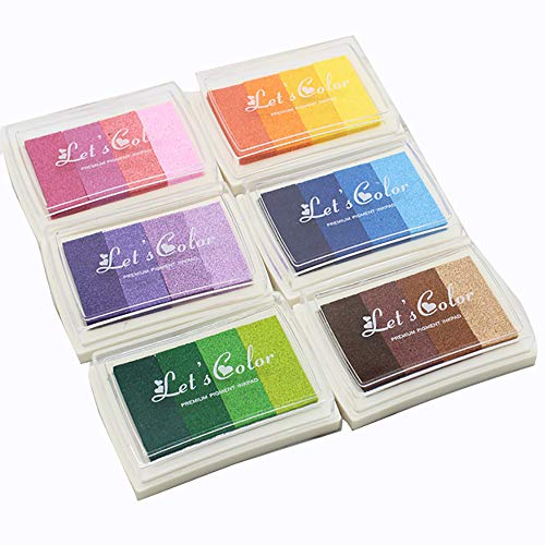 Craft Ink Pad, Set of 6 Washable DIY Stamp Ink Pads for Kids, 24 Colors - Thumbnail 6