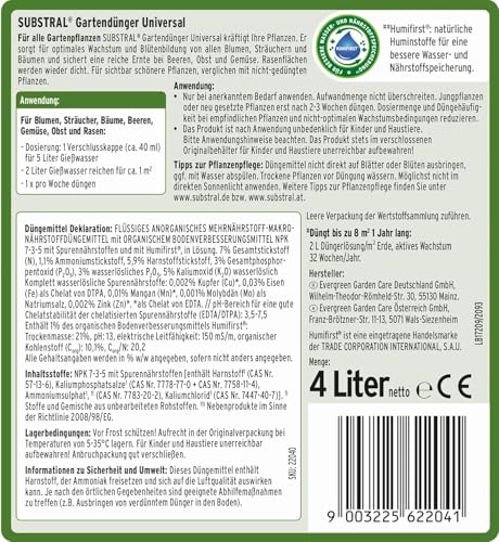 Substral Universal Flüssigdünger, 4L - Stärkt Pflanzenwachstum & Blütenbildung, mit Humifirst für alle Gartenpflanzen 7