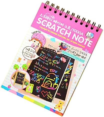Wirebound Notebooks Scratch Notepad Sketch Picture Art Notepad DIY Drawing Activity Book with Wooden Styluses for Kid Educational Stationery Toy Gift(Random Color)