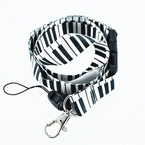 Deluxe Breakaway Lanyard Keychain, Key and ID Card-Badge Holder, Piano Keys