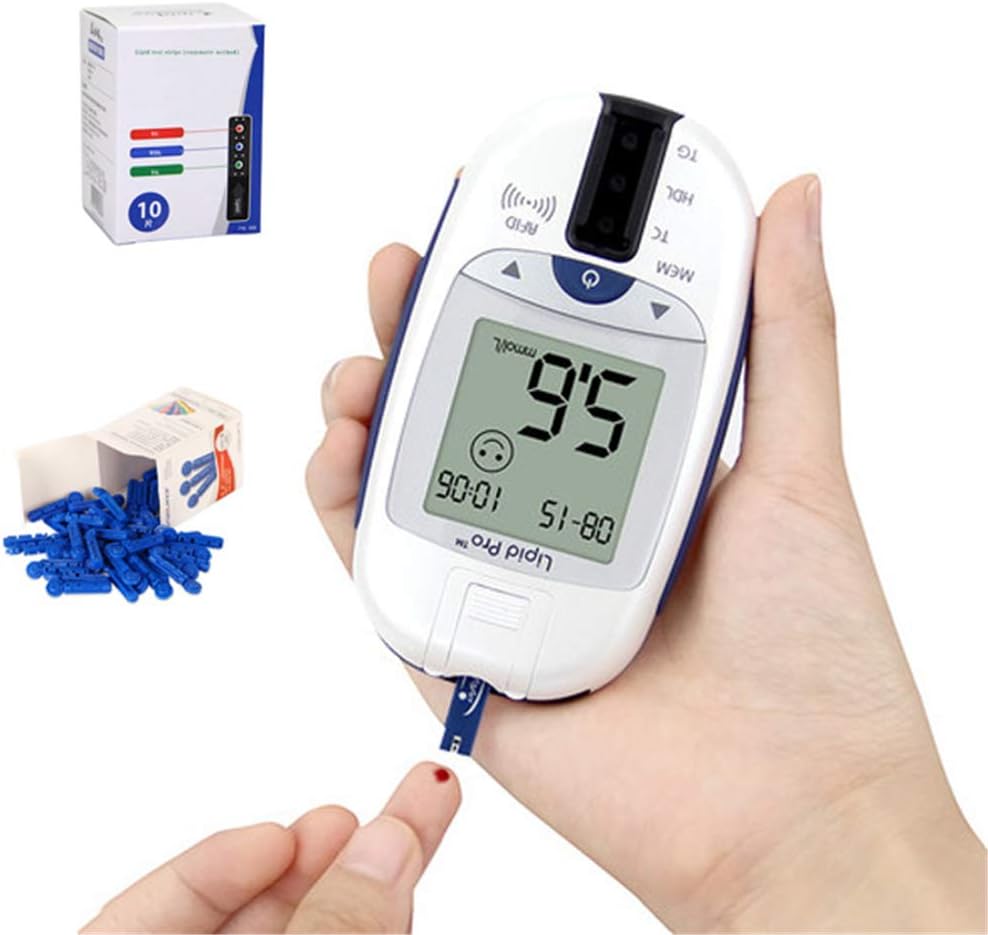 WSN Blood Glucose Test 5 in 1 Cholesterol Test Kit Blood Test Analyzer Hemoglobin Monitor for Measuring Blood Glucose And Lipids,Bloodfatteststrip+host