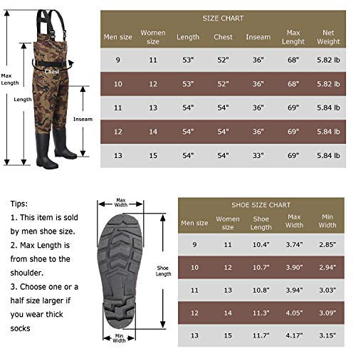 OXYVAN Fishing Waders for Women Men Hunting Waders for Men Women Waterproof Lightweight Chest Waders with Boots(M13, Camouflage) - Thumbnail 5