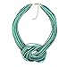 Bocar Blue Green Seed Beads Multilayer Chunky Bib Statement Knot Necklace（NK-10316-Aquamarine）
