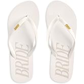 xo, Fetti Bride Flip Flops - Bachelorette Party Sandals, Beach Wedding, Bride To Be Accessories, Bach Weekend, Cream, Neutral, Gold Charm