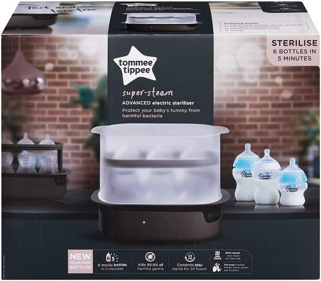 Tommee Tippee Supersteam Electric Steam Steriliser, Black, for Baby Bottles Soothers and Feeding Accessories - Image 3