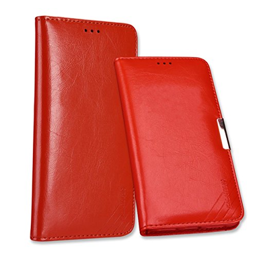 Huawei Mate9 Real Leather Flip, CHEETOP Premium Smooth Genuine Leather + Non-toxic TPU Magnetic Closure Metal Buckle Stand Slim Case with Card Slots for Huawei Mate9 (Wine Red)