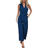 JTNFairy Summer Jumpsuits for Women Dressy Casual Sleeveless One Piece Outfits High Waisted Wide Leg Pant Long Rompers