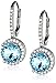 Amazon Collection Round Blue Topaz Halo Leverback Earrings