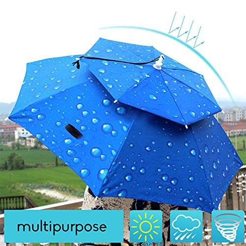 Tubwair Hands Free Fishing Umbrella Hat Double Layer Folding Canopy Vented UV Protection Windproof Waterproof Umbrella Cap Fishing Cycling Hiking Camping Gardening in Outdoor Recreation(Purple)