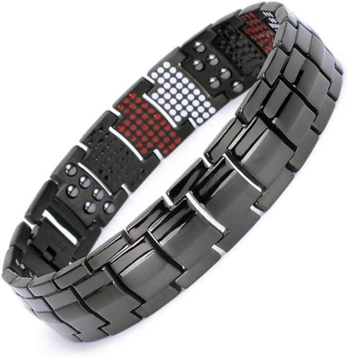 FLMG Pure Titanium Stylish Magnetic Bracelet for Men Germanium Far-Infrared Negative ion 4 Healthy Therapy Elements …