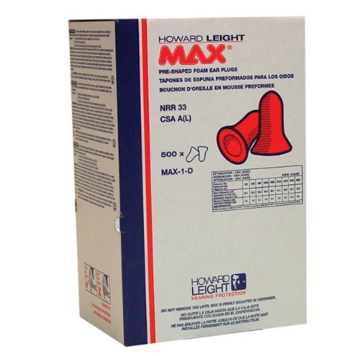 Howard Leight MAX1-D Earplugs Refill For Dispenser Bulk Pack of 500 pairs/box