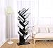 SUPERJARE 9-Shelf Tree Bookshelf | Thickened Compact Book Rack Bookcase | Display Storage Furniture for CDs, Movies & Books | Holds Up to 10 Books Per Shelf | Black