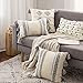 MIULEE Decorative Throw Pillow Cover Tribal Boho Woven Tufted Pillowcase Super Soft Tufting Dot Cushion Case for Sofa Couch Bedroom Car Living Room 12X20 Inch Beige