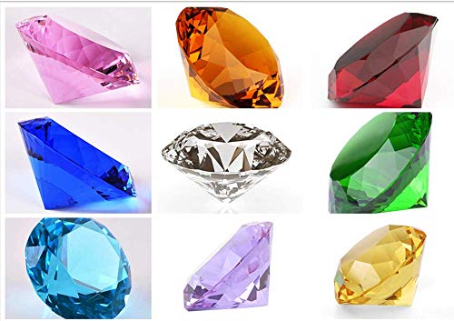 Zoogamo 4" / 100 mm Yellow Diamond Shaped Glass Crystal Paperweight - Home Office Decor & Valentine's Day Gift Wedding Favors Centerpieces Decoration with Gift Box