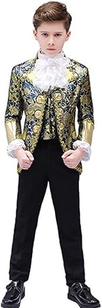 Amazon 演出服 王子様 貴公子 演奏会 男の子 子供服 おしゃれな子ども用 キッズ 貴族服装 舞台 ステージ衣装 演劇オペラ声楽 コスプレ衣装 クリスマス仮装 ハロウィン衣装 カラオケ 大会 学園祭 ブルー5点セット 140cm キッズコスチューム おもちゃ
