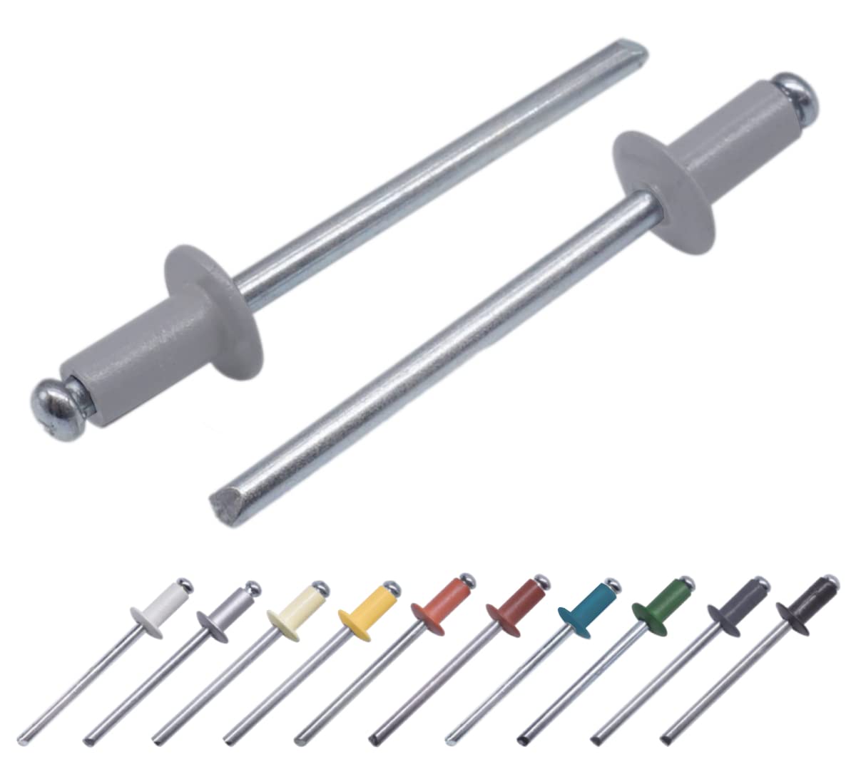 (Pack of 100 pcs) Painted Blind Rivets 3.2 x 8 mm, Dome Head, DIN 7337, Aluminum Rivet and Steel Mandrel, Pop Rivets (100, Window Grey RAL 7040)