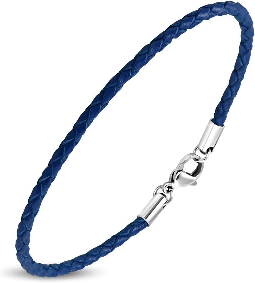 ZENSE– Man navy blue leather bracelet ZB0243-A [wrist fit with 5cm extension]