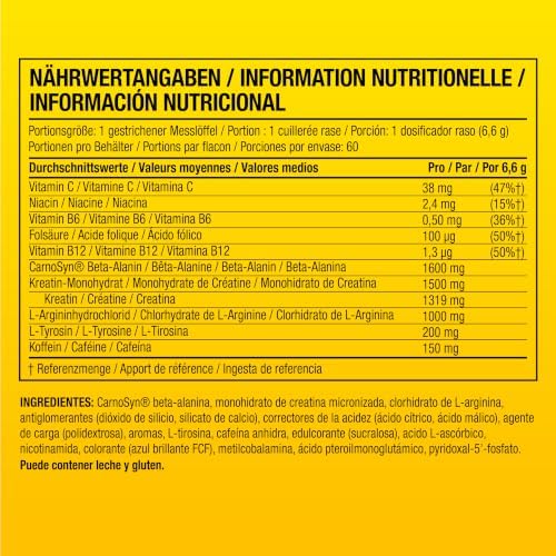 C4 Original - Suplemento en polvo para preentrenamiento - Frambuesa azul | Bebida energética para antes de entrenar | 150 mg de cafeína + beta alanina + monohidrato de creatina | 60 raciones