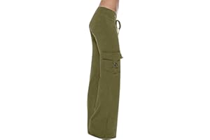 JURANMO Cargo Pants for Women High Waisted Casual Pants Wide Leg Cargo Pants with Pockets Military Combat Trousers