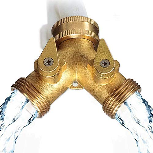 TOOLSTAR Water Hose Splitter, 2 Way Faucet Splitter 3/4" Tap Brass Manifold Y Splitter Brass Connector for Garden Irrigation