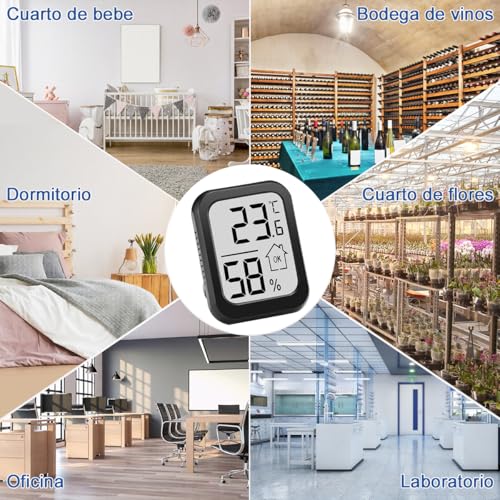 Termómetro Higrómetro Digital, Monitor de Temperatura y Humedad para Interior Exterior con Pantalla LCD Grande, ℃/℉Conmutable, Termómetro de Habitación para Humidificador y Climatización Hogar Oficina